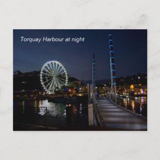 Torquay harbour at night postcard