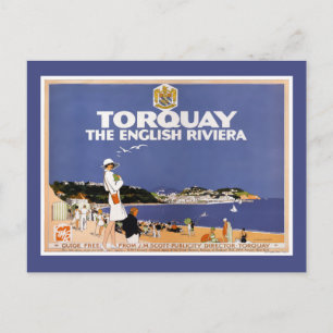 Torquay Vintage Travel Poster Restored Postcard