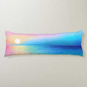 "Torranbay" Wide Pink and Blue Landscape Seascape Body Pillow