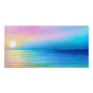 "Torranbay" Wide Pink and Blue Landscape Seascape Poster