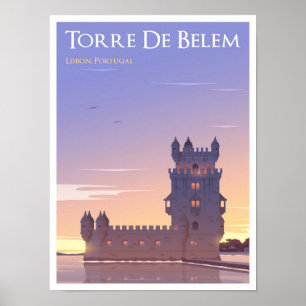 Torre de Belem Lisbon Portugal Vintage Travel Poster
