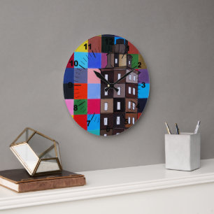 Torre de Hércules Abstract Painting by Alfred Fox Large Clock