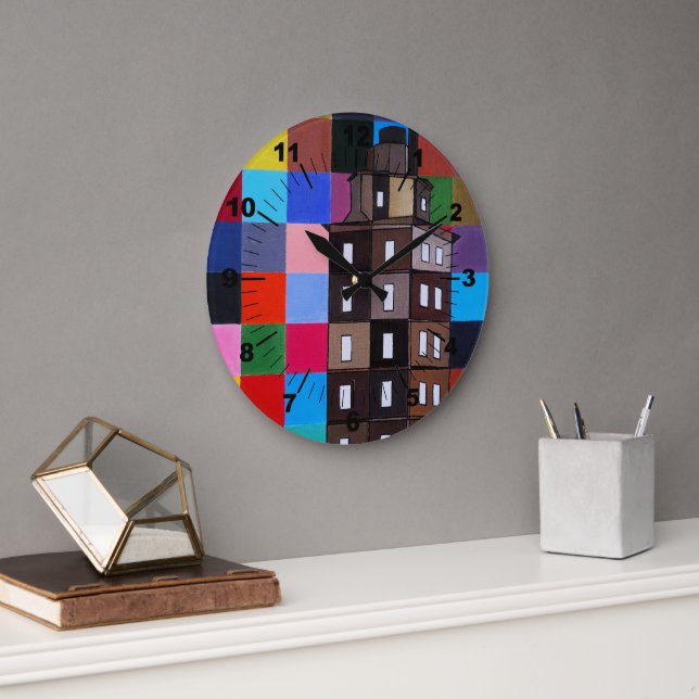 Torre de Hércules Abstract Painting by Alfred Fox Large Clock (Office)
