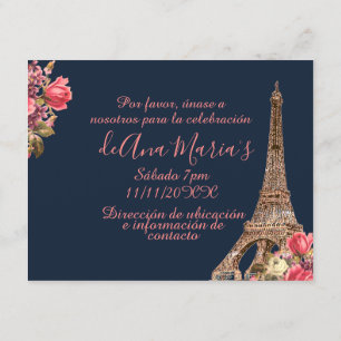 Torre Eiffel elegante lamentable de la Quinceanera Invitation