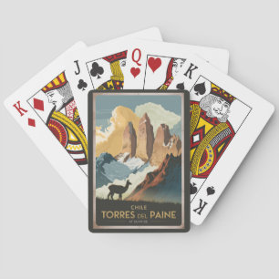 Torres del Paine Chile Illustration Travel Art Playing Cards
