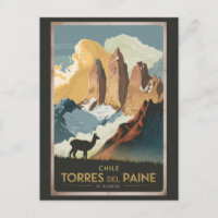 Torres del Paine Chile Illustration Travel Art