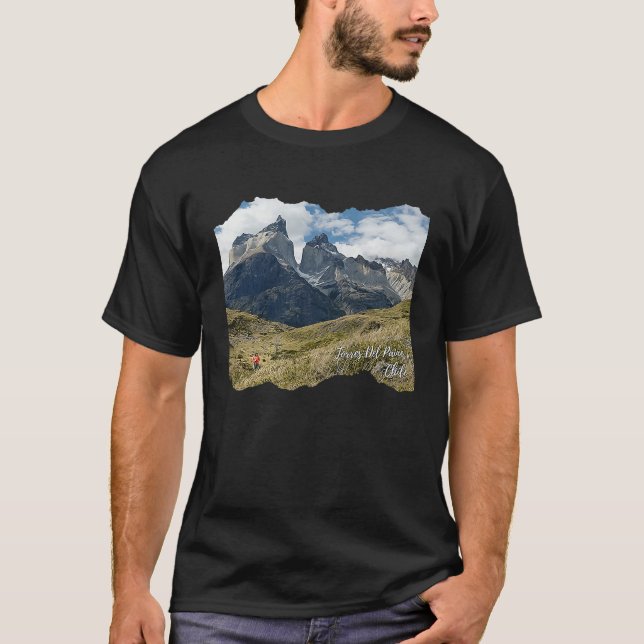 Torres Del Paine Stylized Hiking Photo T-Shirt (Front)