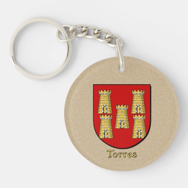Torres Historical Shield and Spanish Flag Keychain (Front)
