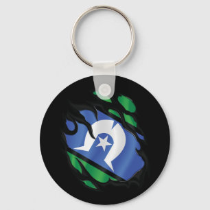 Torres Strait Islands Ripped Flag Keychain