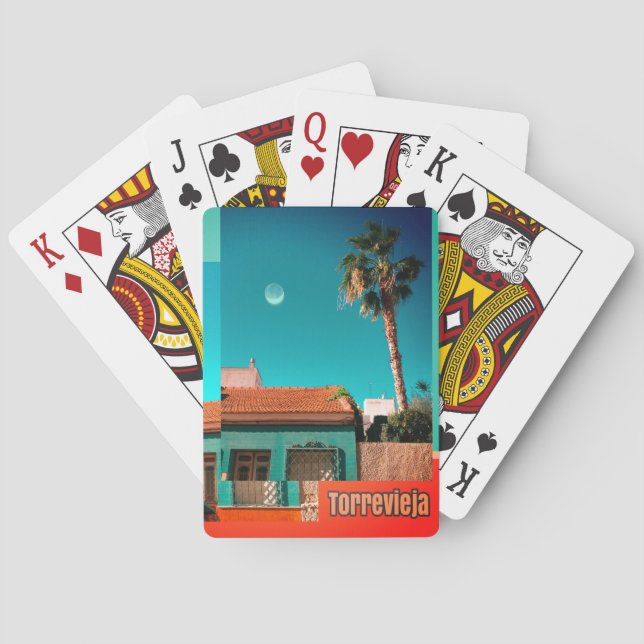 Torrevieja in Orange and Turqoise Playing Cards (Back)