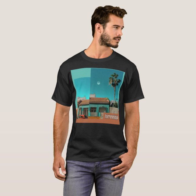 Torrevieja in Orange and Turqoise T-Shirt (Front Full)