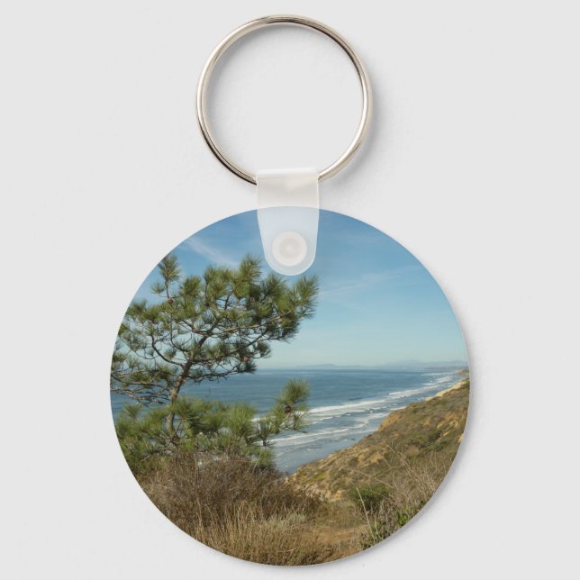 Torrey Pine and California Coastline Landscape Keychain (Front)
