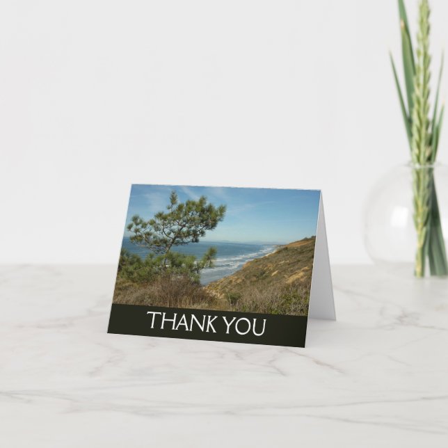 Torrey Pine and California Coastline Landscape Thank You Card (Front)
