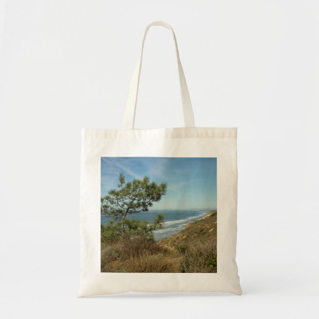 Torrey Pine and California Coastline Landscape Tote Bag (Front)