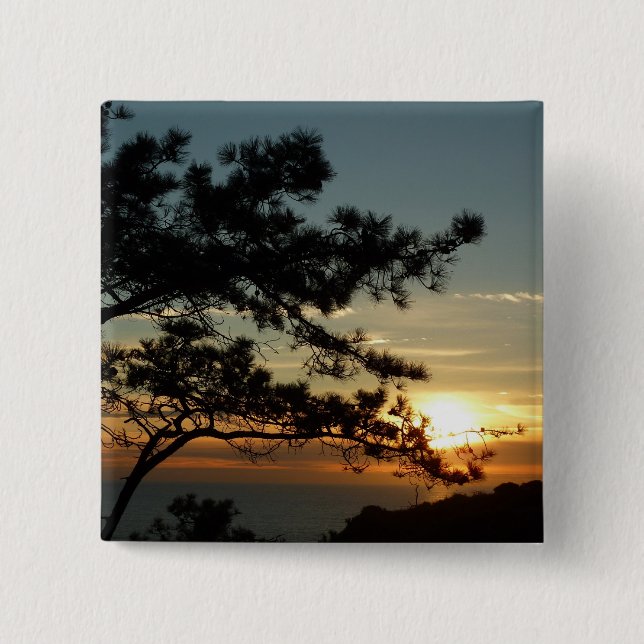 Torrey Pine Sunset I California Landscape 2 Inch Square Button (Front)