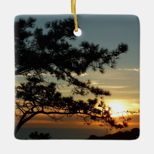Torrey Pine Sunset I California Landscape Ceramic Ornament (Front)