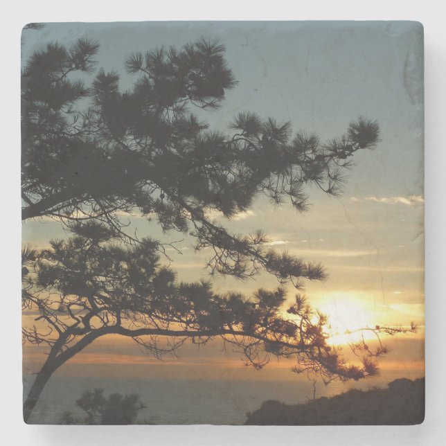 Torrey Pine Sunset I California Landscape Stone Coaster (Front)