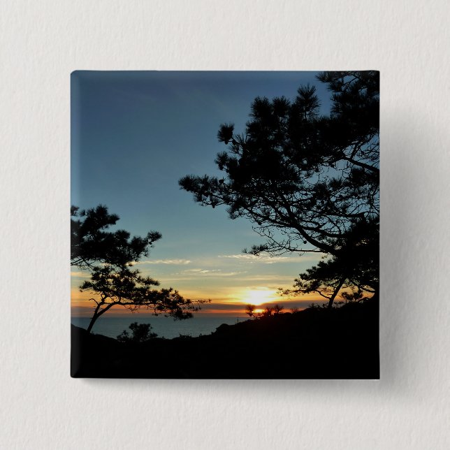Torrey Pine Sunset III California Landscape 2 Inch Square Button (Front)