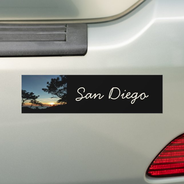Torrey Pine Sunset III California Landscape Bumper Sticker (On Car)