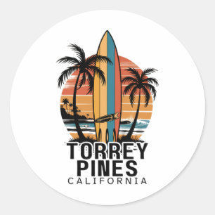 Torrey Pines Beach California Surfing Surfer Classic Round Sticker