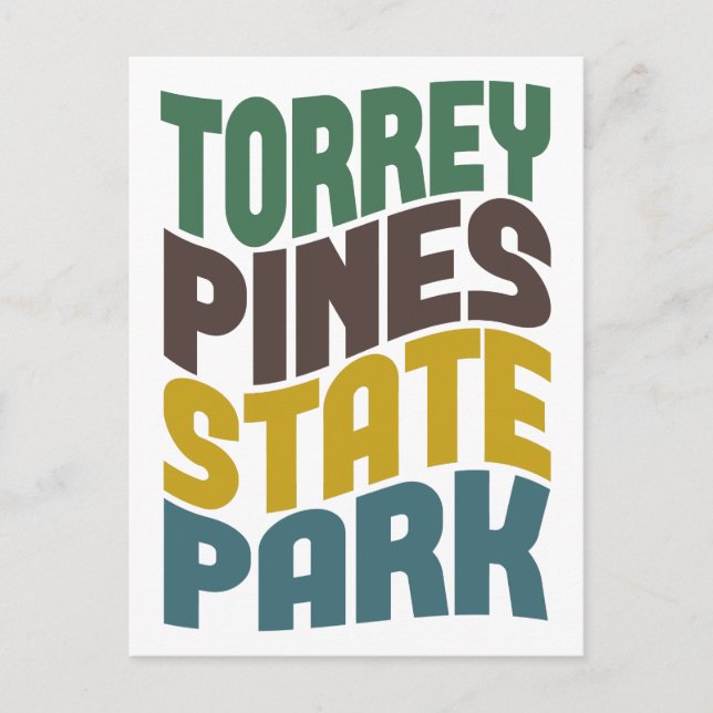 Torrey Pines State Park Retro Wave Postcard (Front)