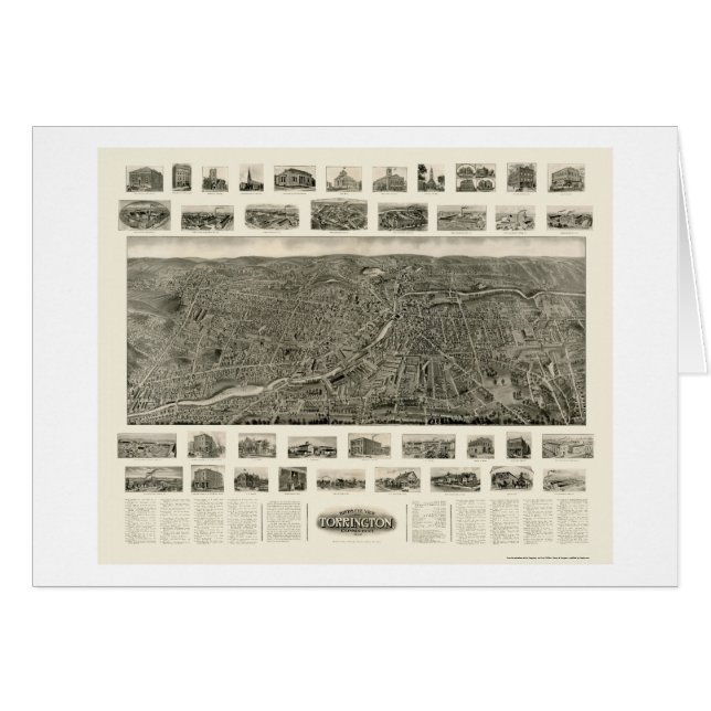 Torrington, carte panoramique de CT - 1909 (Devant horizontal)