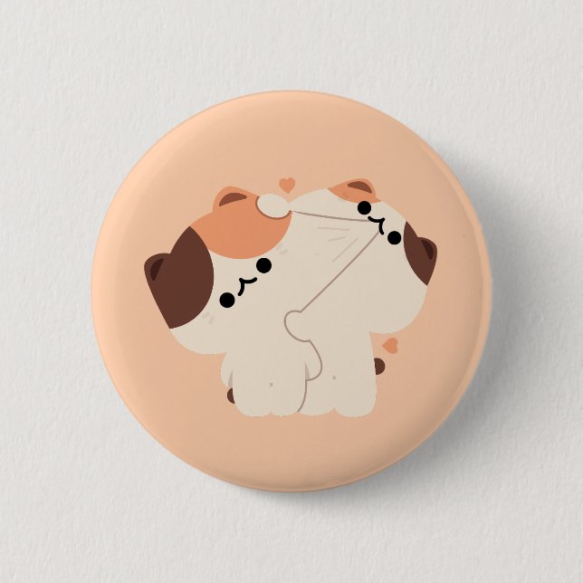 Tortie Cat Couple 2 Inch Round Button (Front)