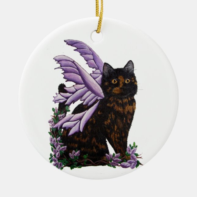 Tortie Cat Tortoiseshell Fairy  Ornament (Front)