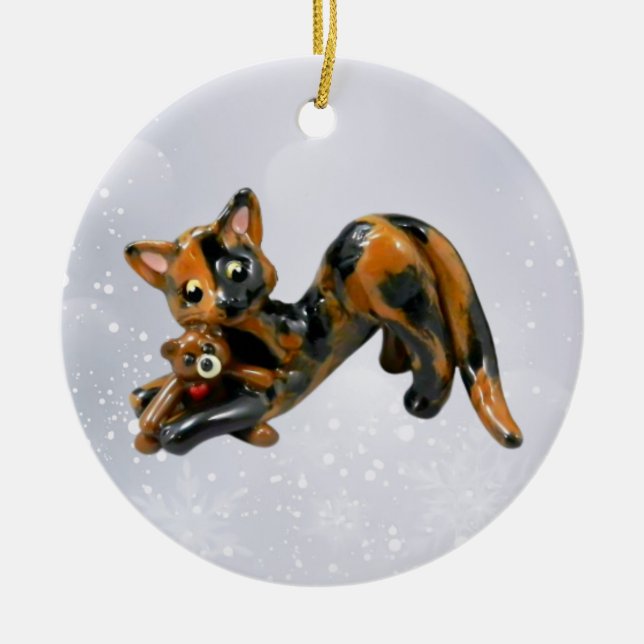 Tortie Cat Tortoiseshell Ornament (Front)