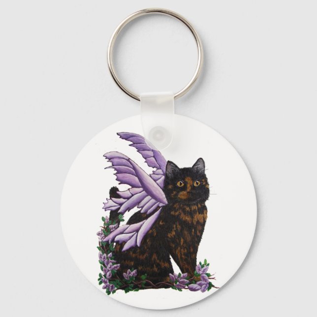 Tortie Fairy Cat Keychain (Front)