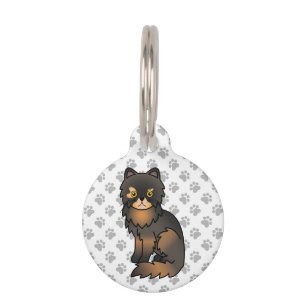 Tortie Point Persian Cute Cartoon Cat & Pet's Info Pet Tag