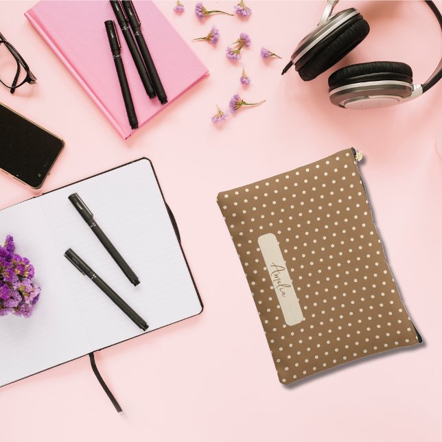 Tortilla Brown and beige polka dots  Accessory Pouch (Creator Uploaded)