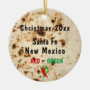 Tortilla & Chili  Red or Green Santa Fe Southwest Ceramic Ornament