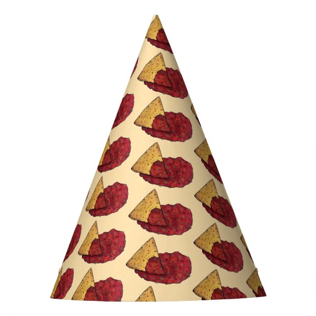 Tortilla Chips and Dip Tomato Salsa Mexican Food Party Hat (Front)
