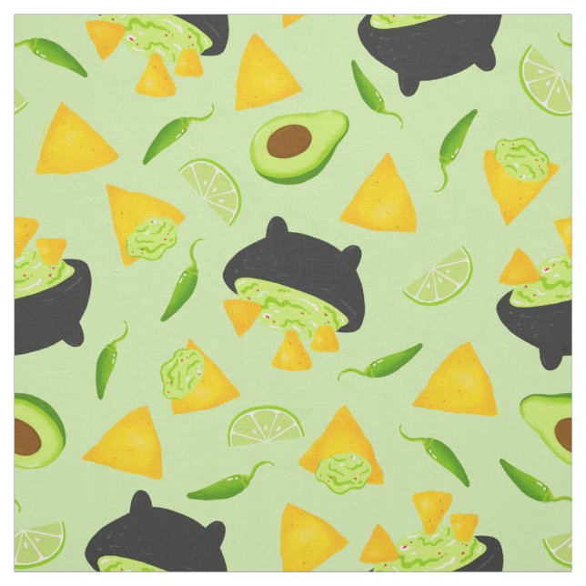 Tortilla Chips and Guacamole Pattern Fabric (Swatch)