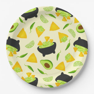 Tortilla Chips and Guacamole Pattern Paper Plate