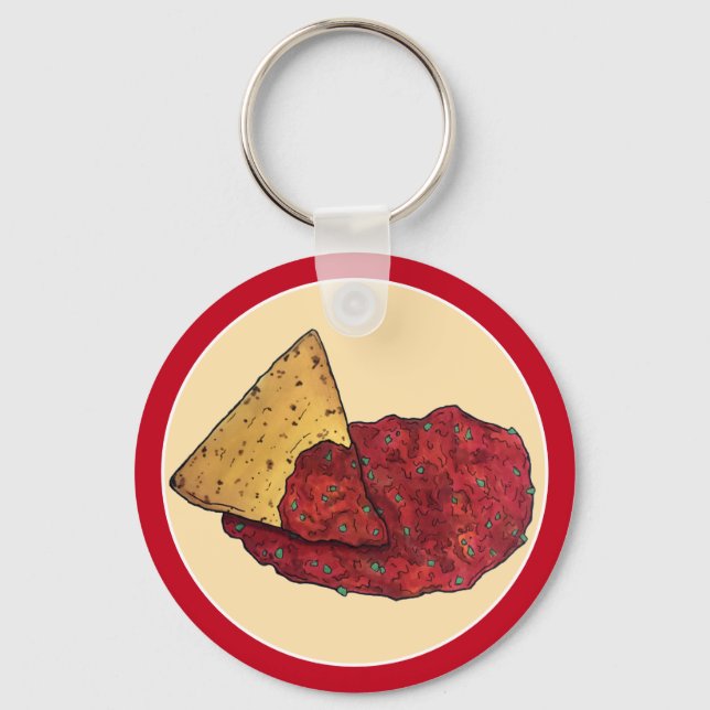 Tortilla Chips and Tomato Salsa Snack Food Foodie Keychain (Front)