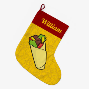 Tortilla Sandwich Wrap Large Christmas Stocking