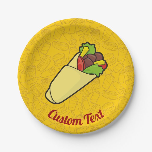 Tortilla Sandwich Wrap Paper Plate (Front)