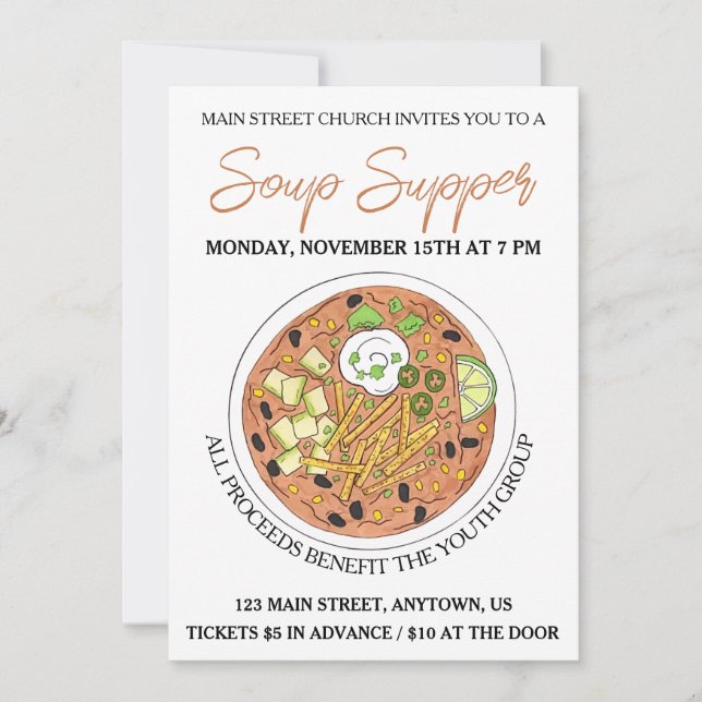 Tortilla Soup Cookoff Competition Supper Food Invitation (Front)
