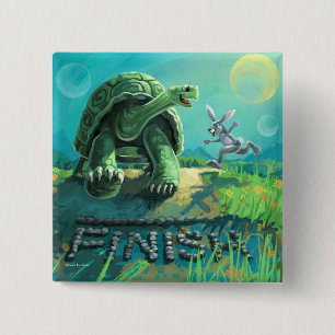 Tortoise and the Hare Art 2 Inch Square Button