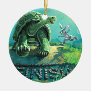 Tortoise and the Hare Art Ceramic Ornament