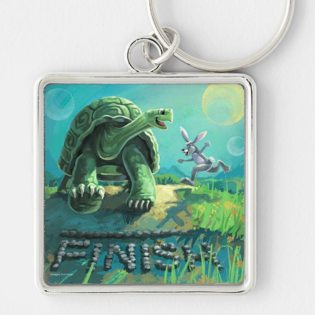 Tortoise and the Hare Art Keychain (Front)