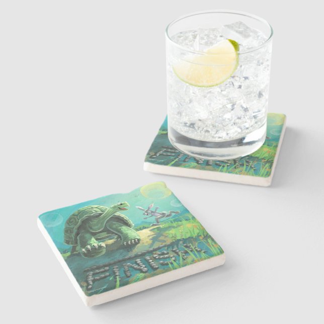Tortoise and the Hare Art Stone Coaster (Side)