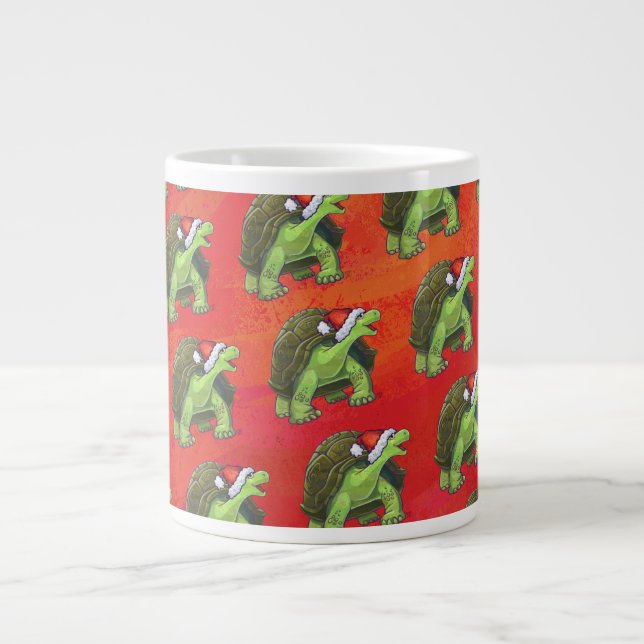 Tortoise Christmas On Red Large Coffee Mug (Front)