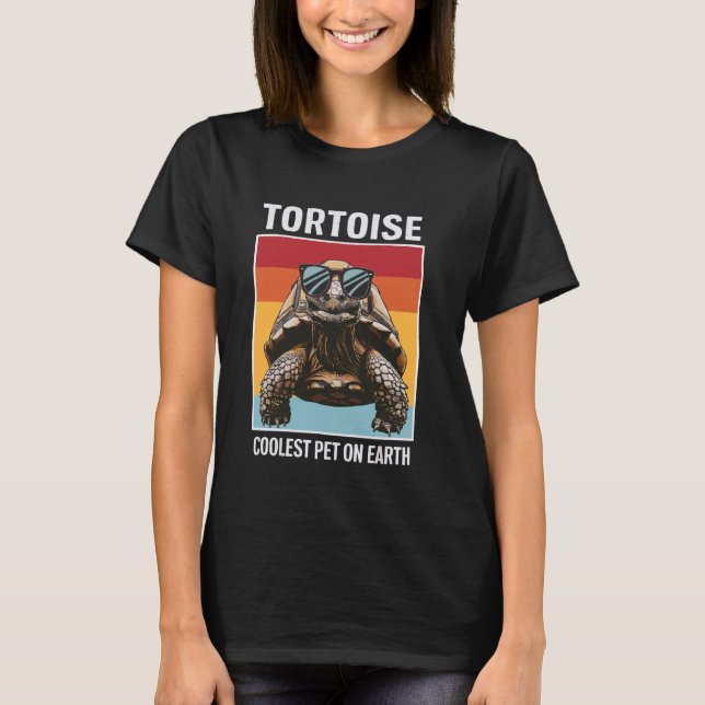 Tortoise Coolest Pet On Earth Retro Sunglasses T-Shirt (Front)