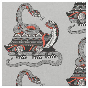 Tortoise entwined together with a snake fabric