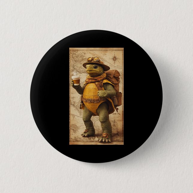 Tortoise Explorer Adventure Hiking Travel Nature  2 Inch Round Button (Front)