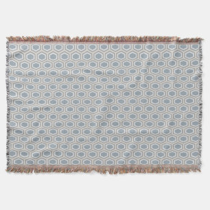 Tortoise Hexagon Pattern Blue Grey Tan Throw Blanket