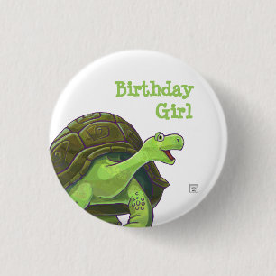 Tortoise Party Centre 1 Inch Round Button